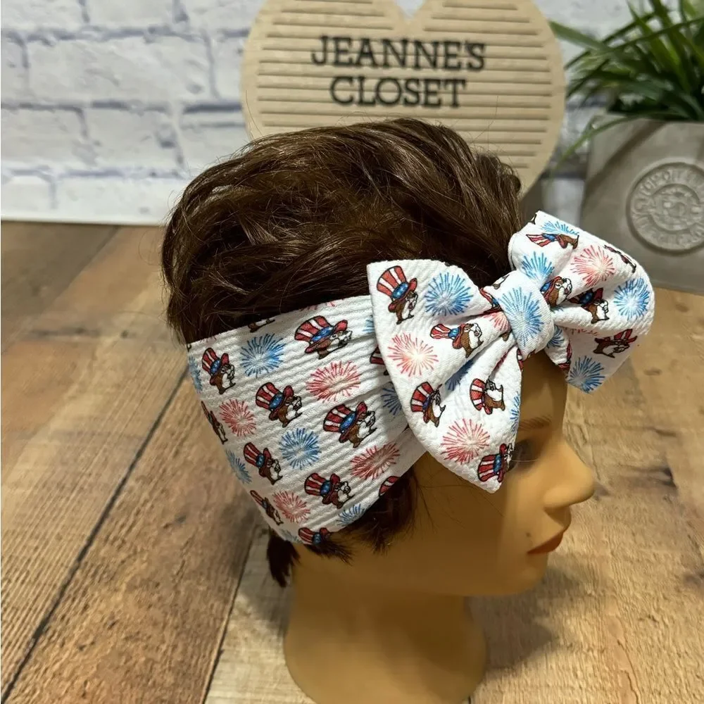 Buc-ee’s patriotic fireworks headband bow bucees